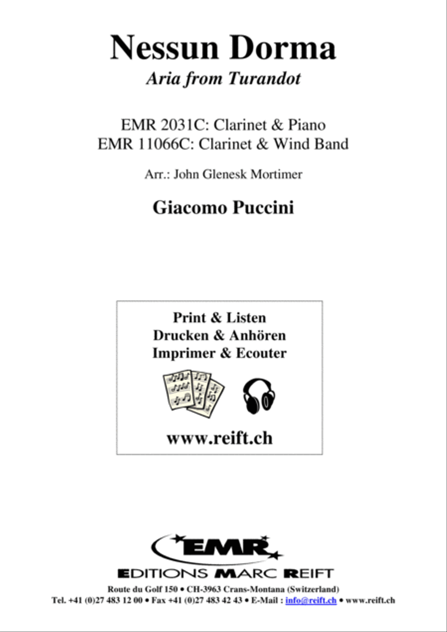 Nessun Dorma Clarinet Solo scores gallery preview page 2