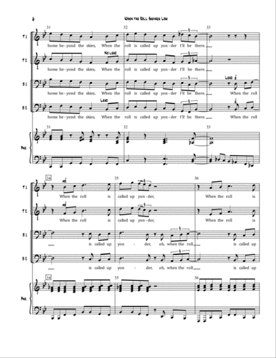 When the Roll Swings Low for Men's Quartet and Piano TTBB scores gallery preview page 6