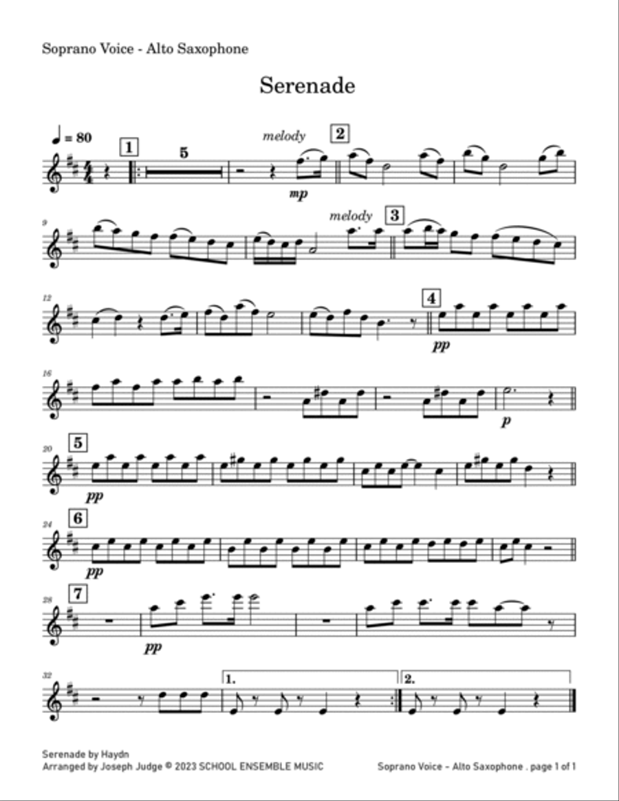 Serenade by Haydn for Saxophone Quartet in Schools Saxophone Quartet scores gallery preview page 4