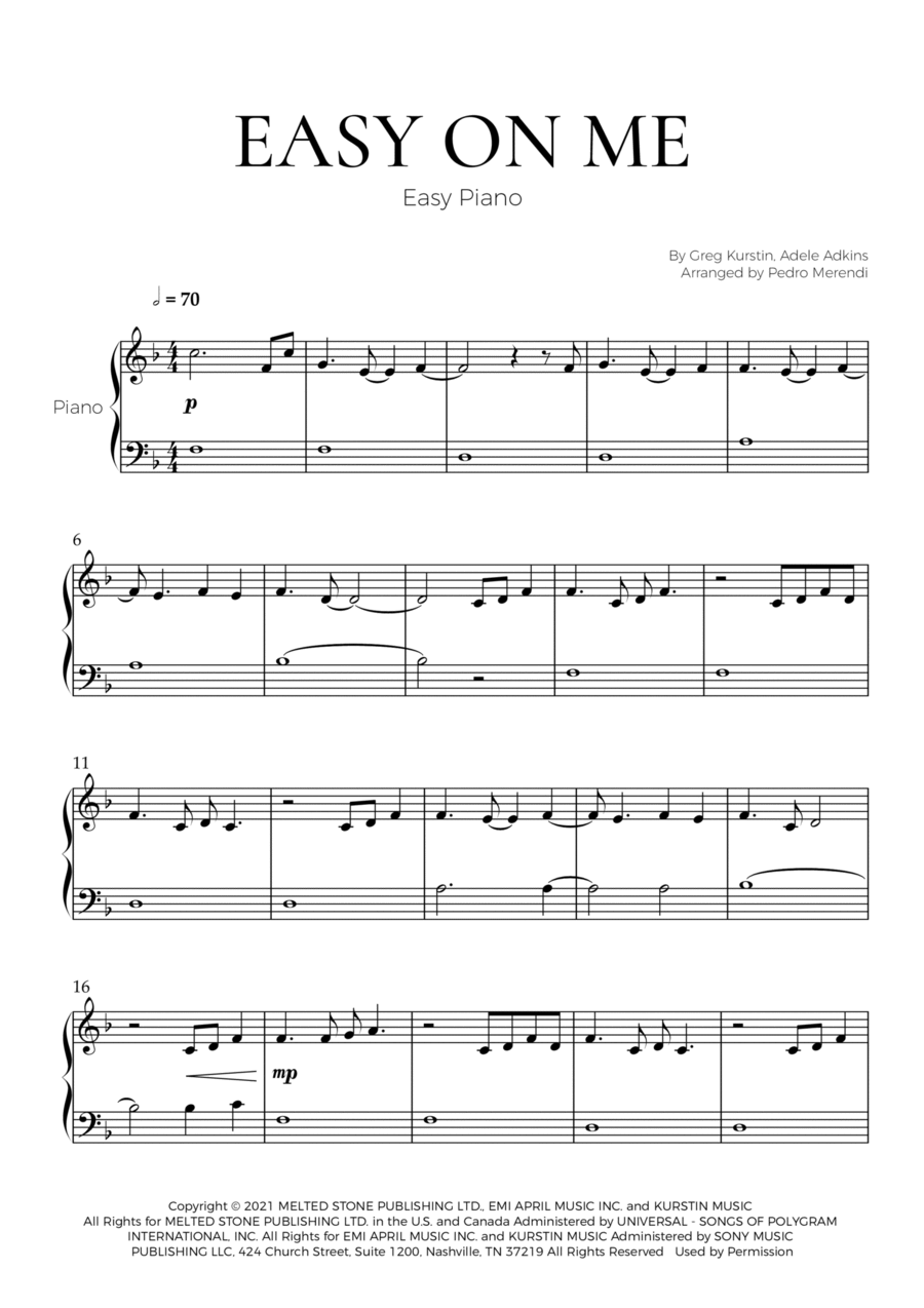 Easy On Me Easy Piano scores gallery preview page 1