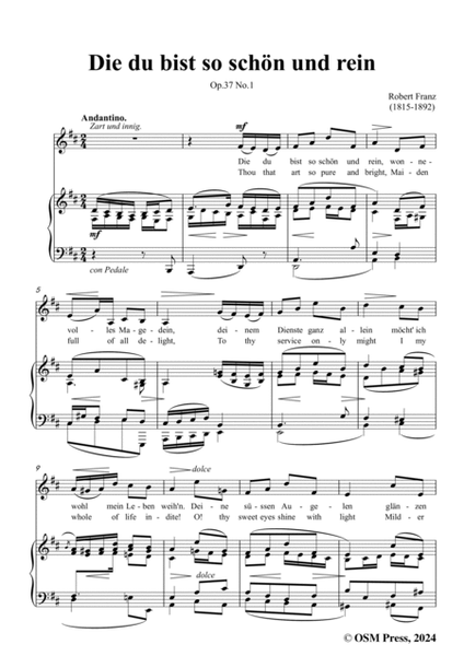 R. Franz-Die du bist so schon und rein,in D Major,Op.37 No.1