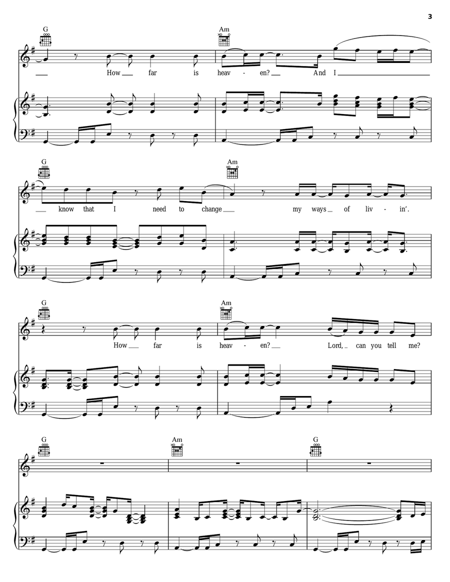 Heaven Piano, Vocal, Guitar scores gallery preview page 3