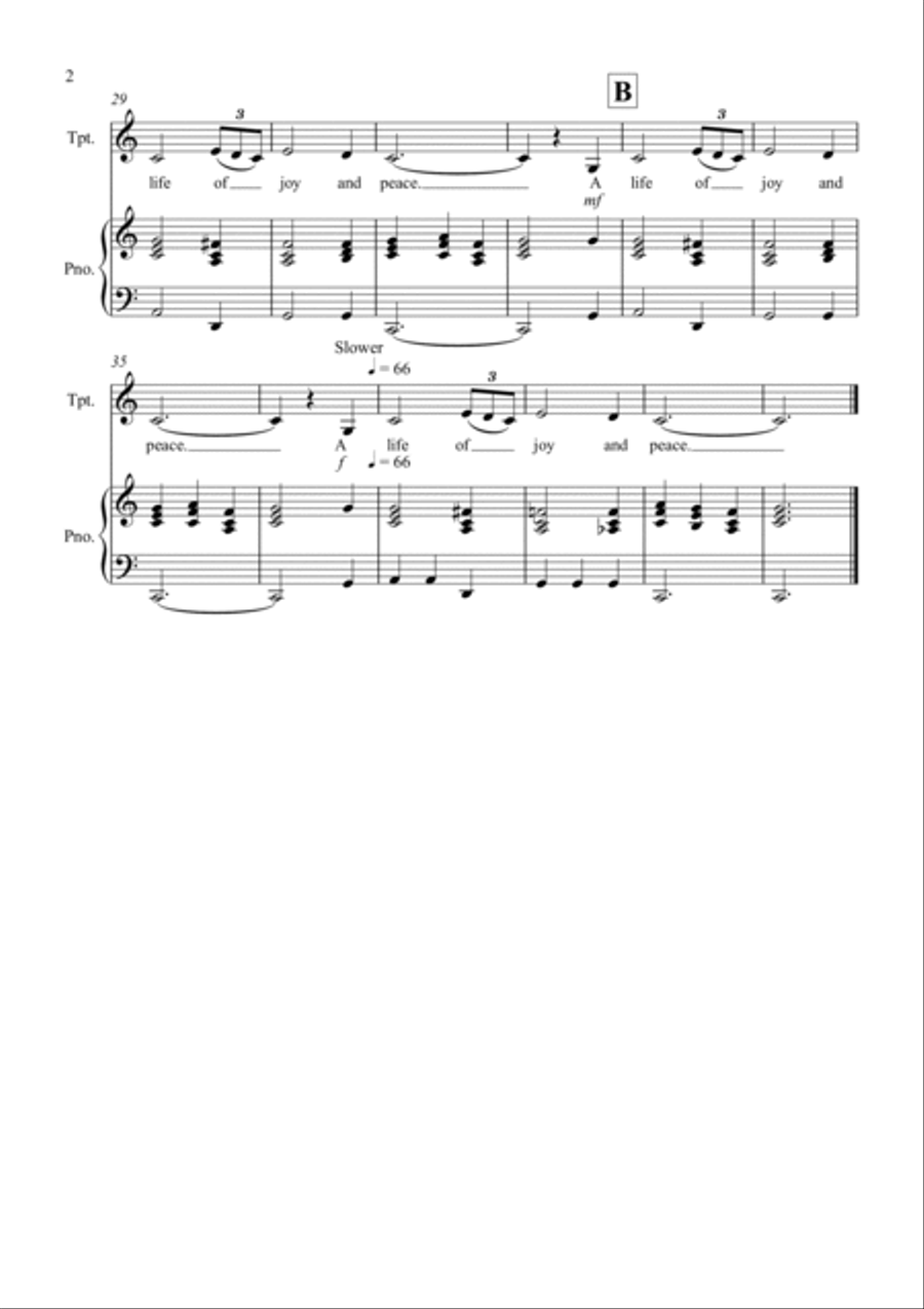 Amazing Grace for Trumpet and Piano Trumpet Duet scores gallery preview page 2