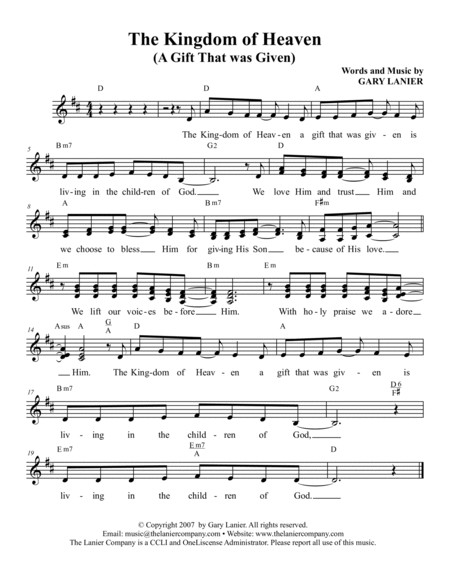 THE KINGDOM OF HEAVEN/YOU HEAR MY PRAYER, Worship Lead Sheets (Includes Melody, Lyrics & Chords) image number null