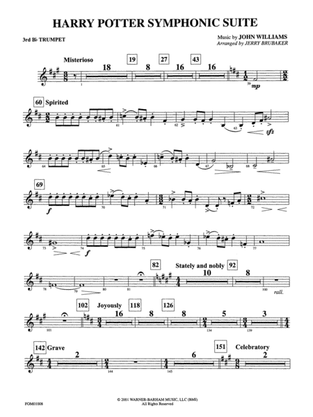 Harry Potter Symphonic Suite: 3rd B-flat Trumpet