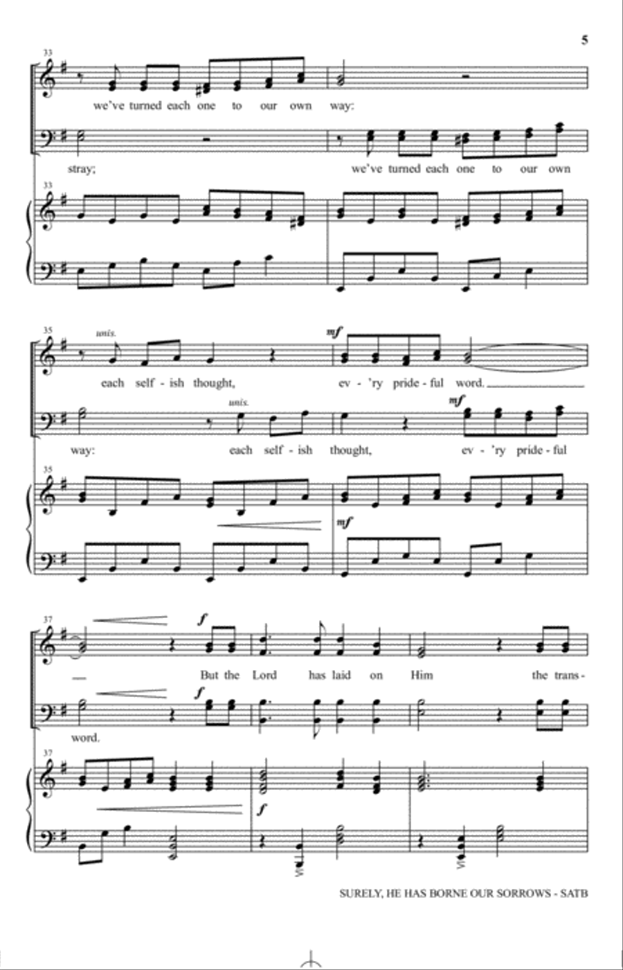 Surely, He Has Borne Our Sorrows 4-Part scores gallery preview page 4