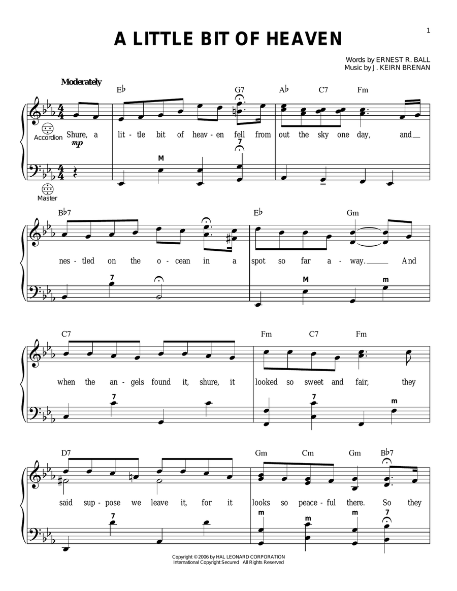 A Little Bit Of Heaven A Little Bit Of Heaven Accordion scores gallery preview page 1