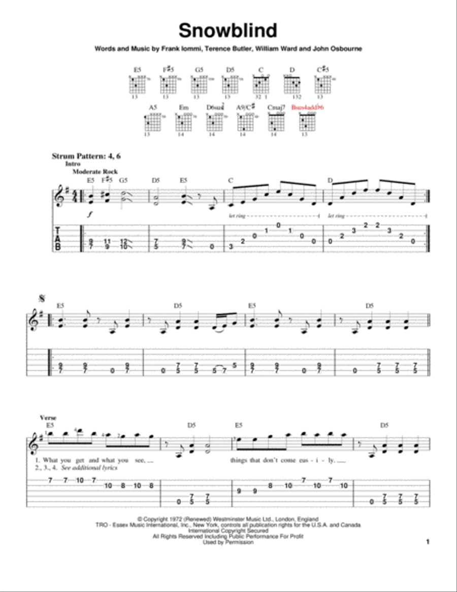 Snowblind Electric Guitar scores gallery preview page 1