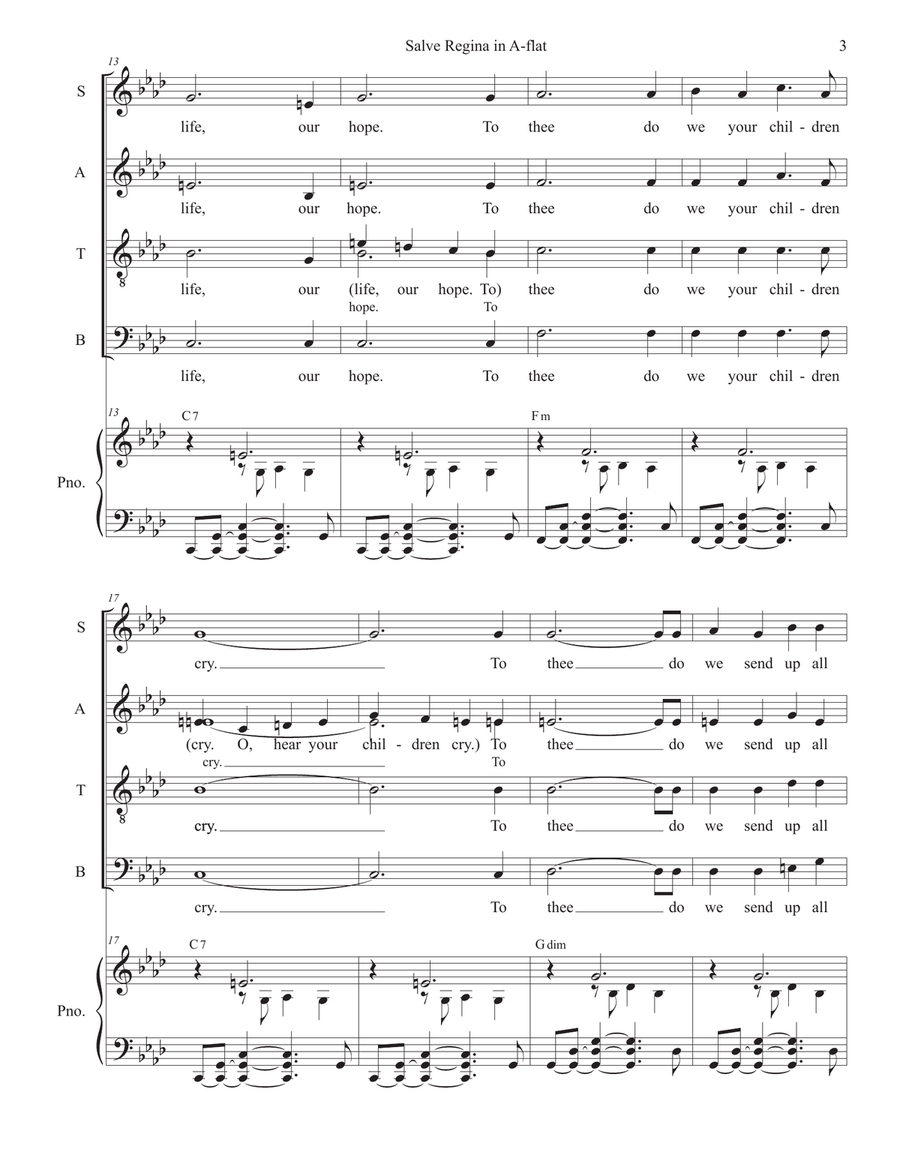 Salve Regina in A-flat (Tenor solo with SATB) 4-Part scores gallery preview page 3