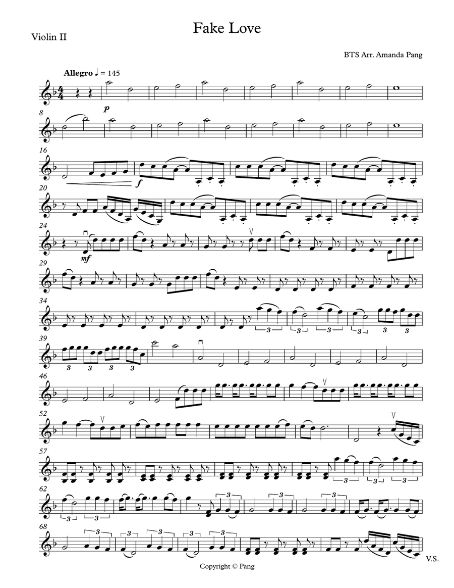 Fake Love String Quartet scores gallery preview page 3