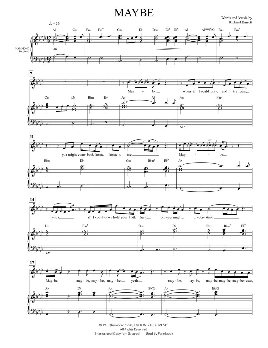 Maybe Maybe Piano, Vocal, Guitar scores gallery preview page 1