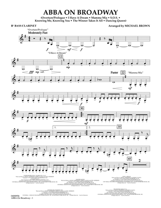 Book cover for ABBA on Broadway (arr. Michael Brown) - Bb Bass Clarinet