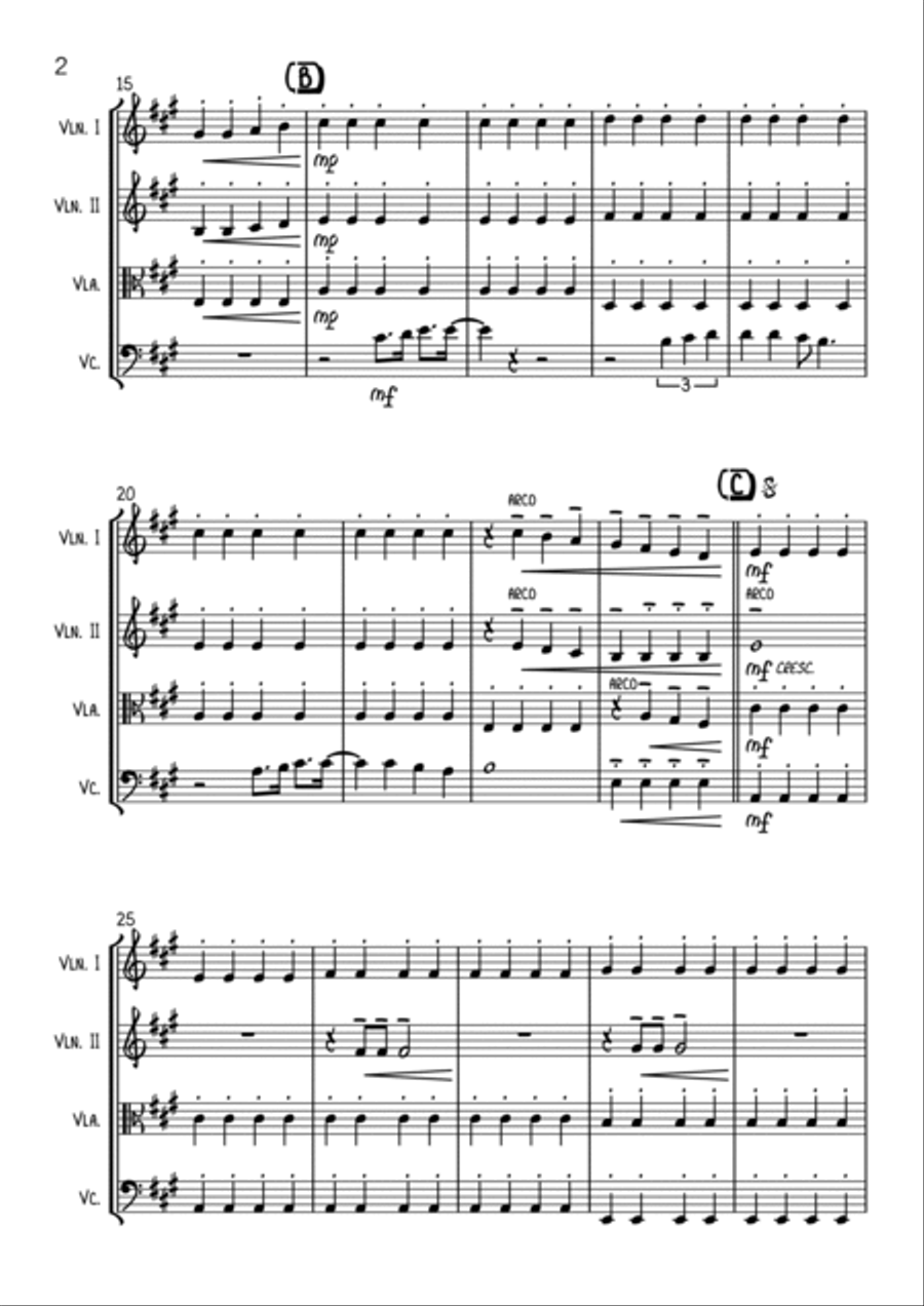 Sweet Caroline String Quartet scores gallery preview page 2