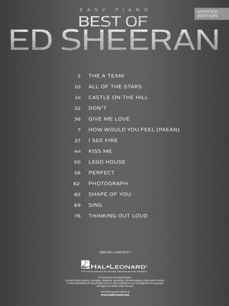 Best of Ed Sheeran for Easy Piano  Sheet Music