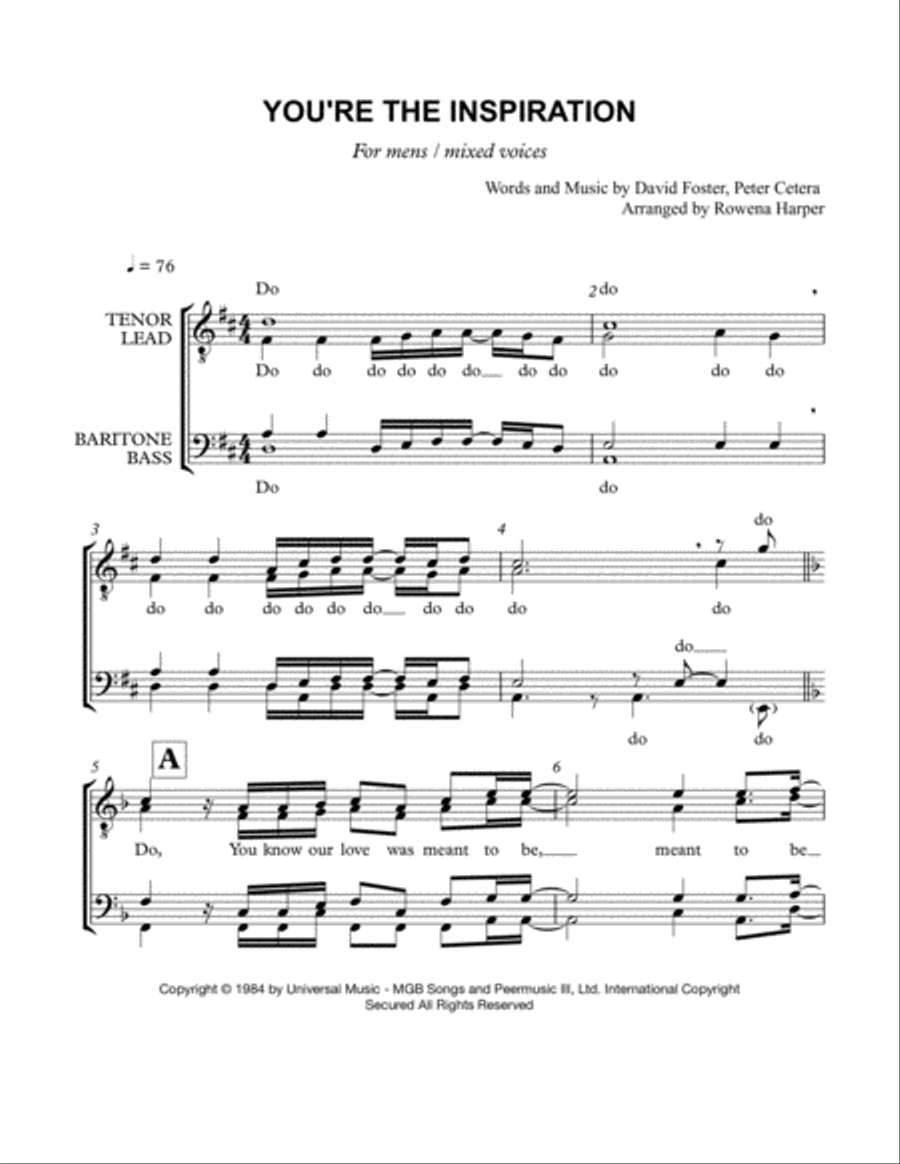 You're The Inspiration TTBB scores gallery preview page 1