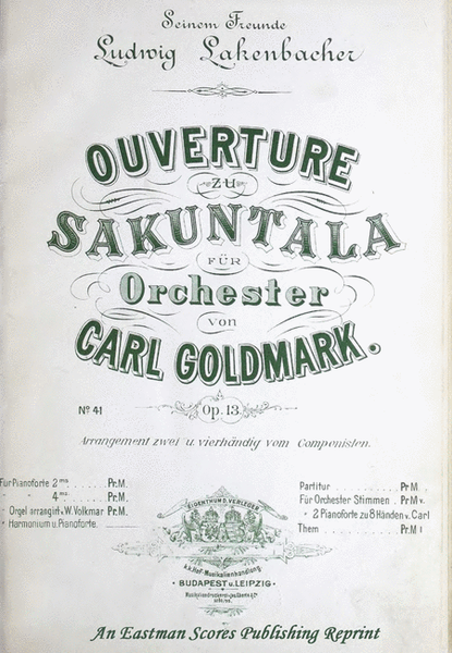 Ouverture zu Sakuntala : fur Orchester, op. 13