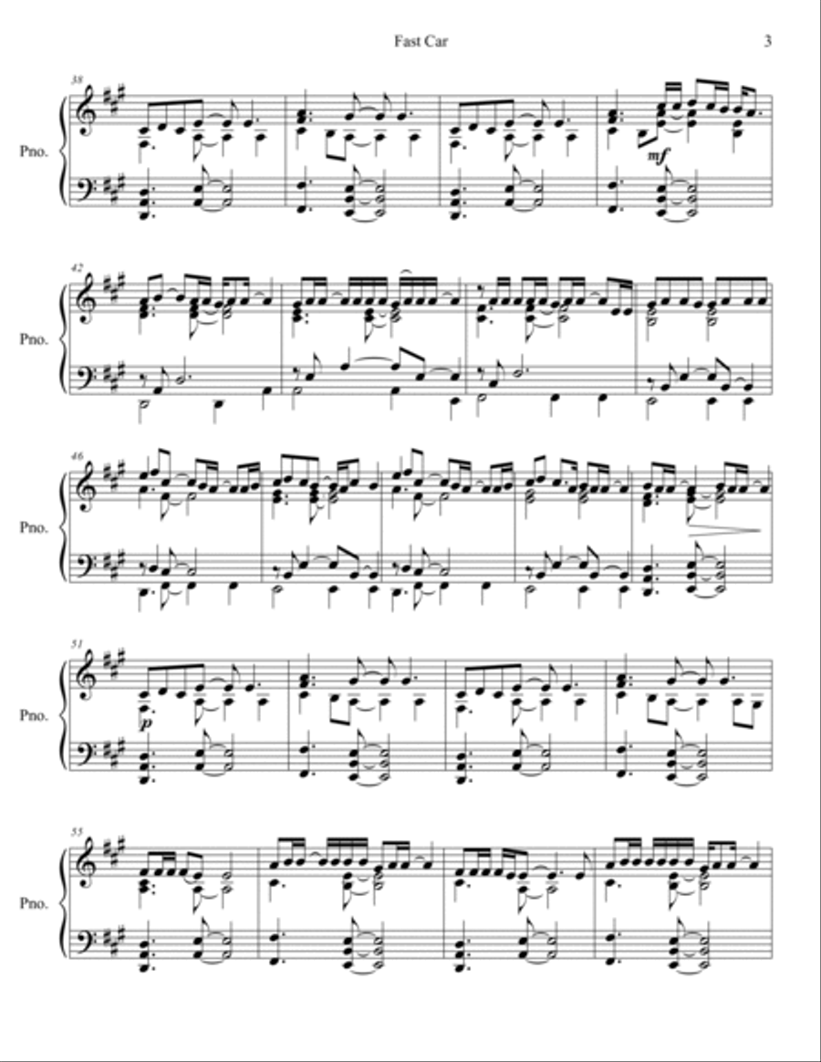 Fast Car Piano Solo scores gallery preview page 4