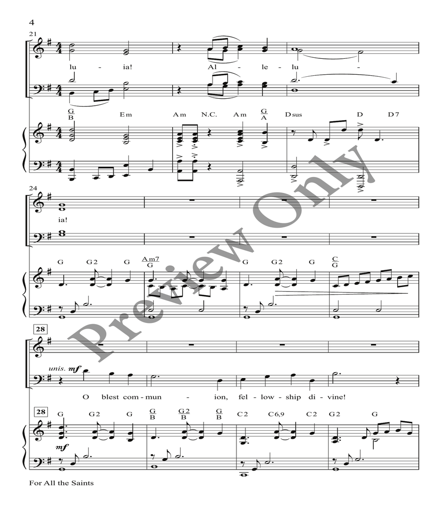 For All the Saints 4-Part scores gallery preview page 3