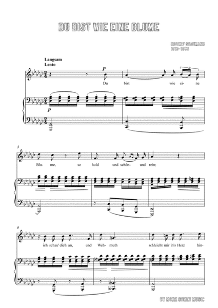 Schumann-Du bist wie eine Blume in G flat Major,for Voice and Piano image number null