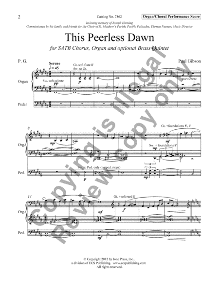 This Peerless Dawn (Choral Score) image number null