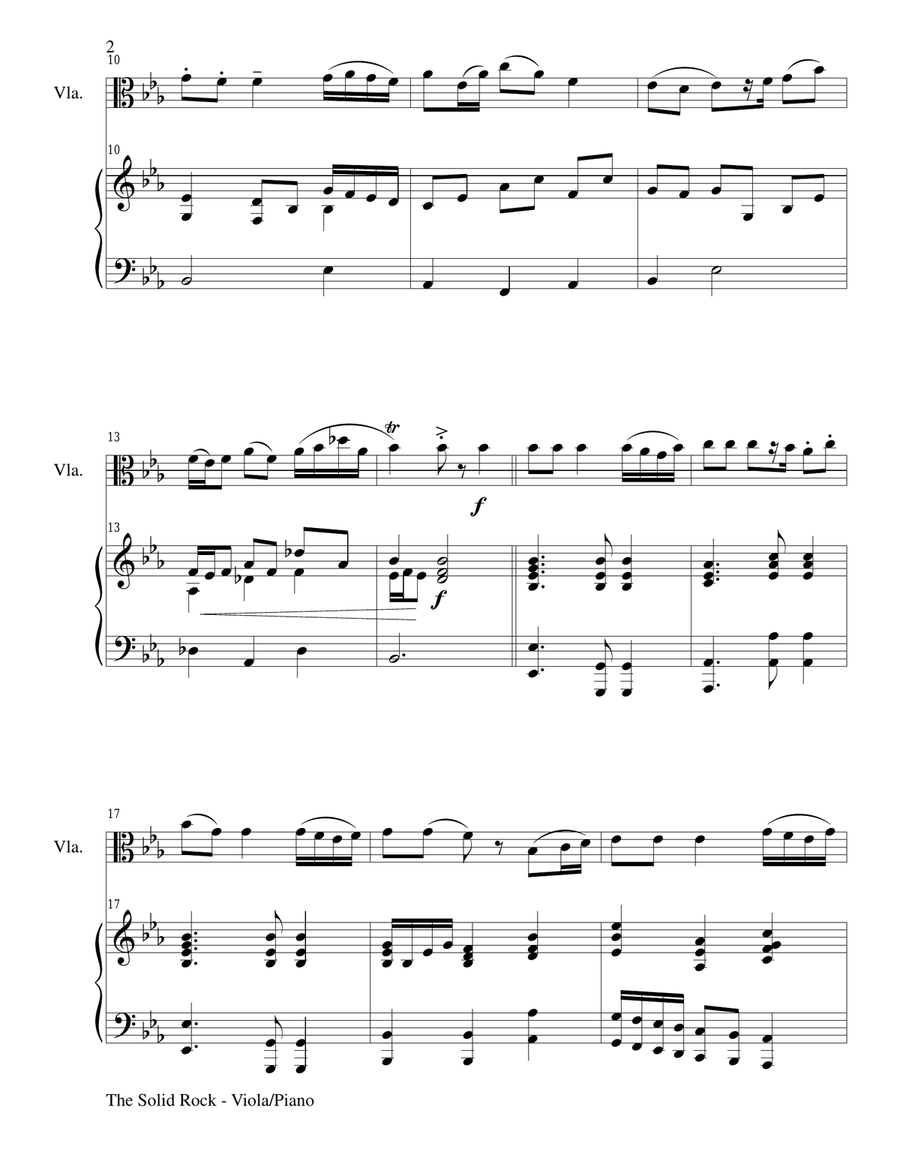THE SOLID ROCK (Viola/Piano and Viola Part) Viola scores gallery preview page 2