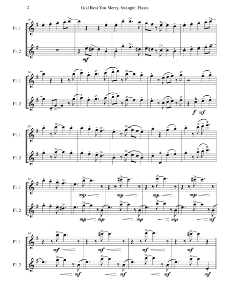 God Rest You Merry, Gentlemen (Flute Duet) Flute Duet scores gallery preview page 2