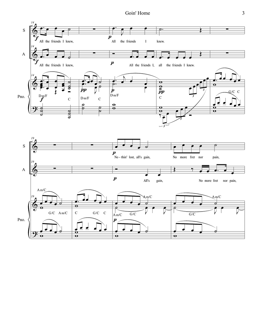 Goin' Home (Duet for Soprano and Alto Solo) Alto Voice scores gallery preview page 3