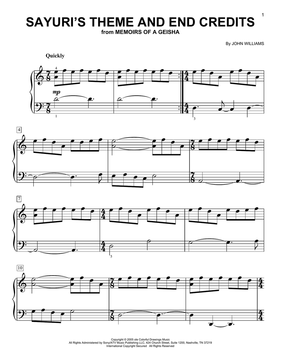 Sayuri's Theme And End Credits (from Memoirs Of A Geisha)