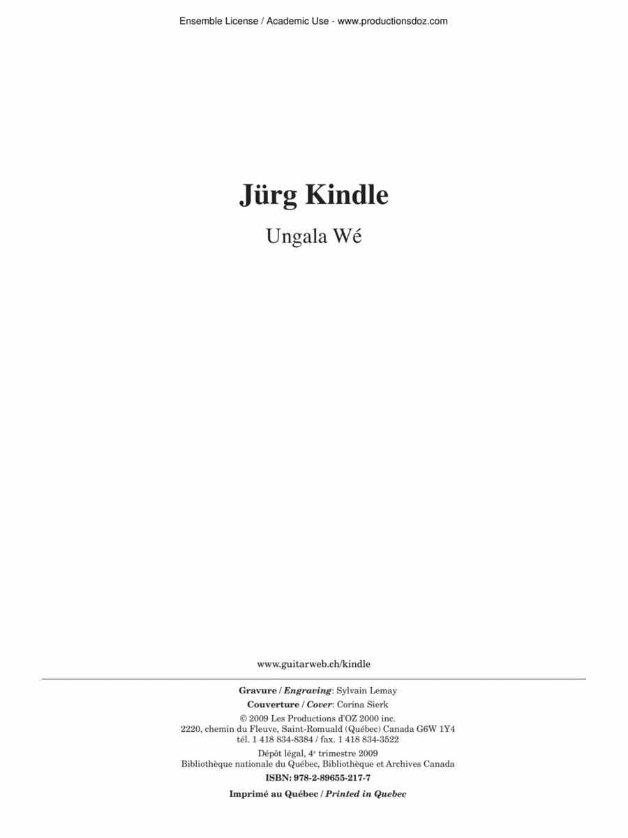 Musique facile pour 4 guitares - Australie (Ungala Wé) Guitar Ensemble scores gallery preview page 1