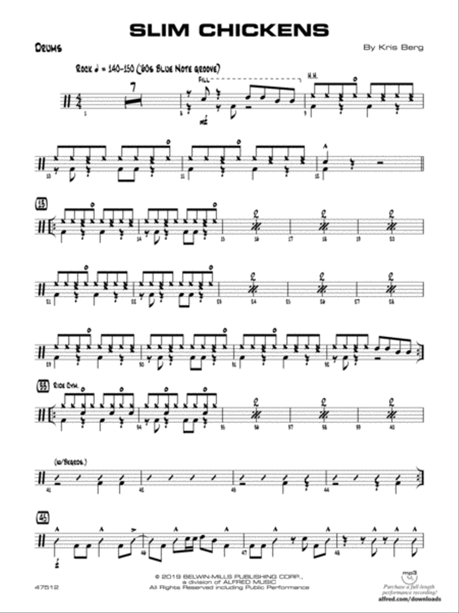 Slim Chickens: Drums Slim Chickens: Drums Jazz Ensemble scores gallery preview page 1