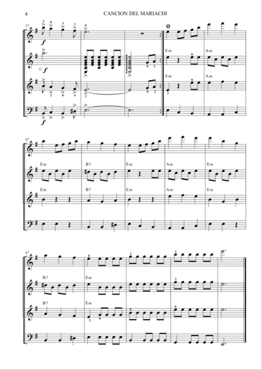 Cancion Del Mariachi Guitar Ensemble scores gallery preview page 4