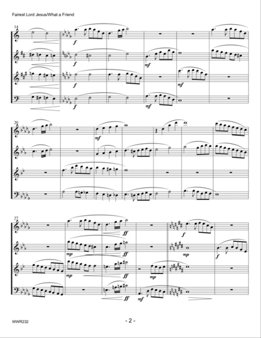 FAIREST LORD JESUS/WHAT A FRIEND WE HAVE IN JESUS - Oboe (or Flute), Clarinet, Alto Sax & Bassoon Woodwind Quartet scores gallery preview page 2