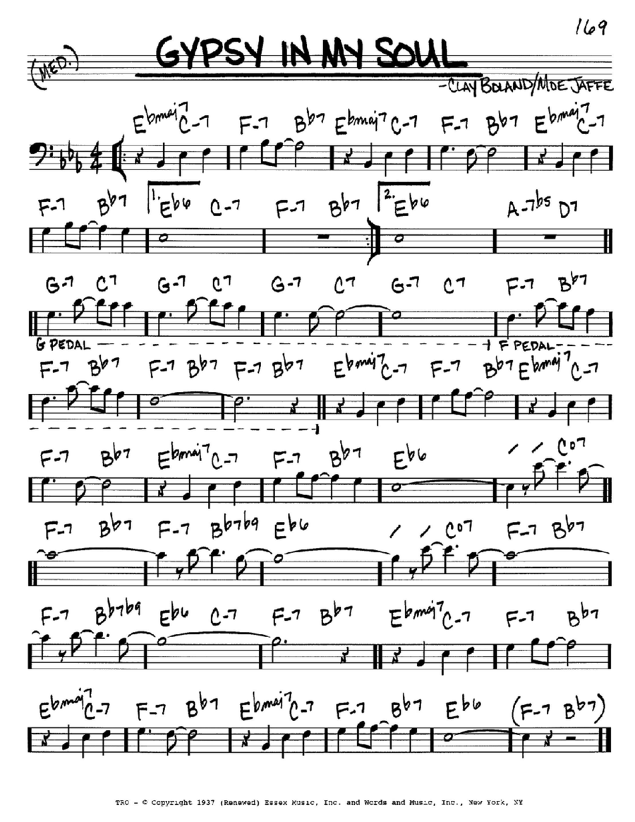 Gypsy In My Soul Bass Clef Instrument scores gallery preview page 1