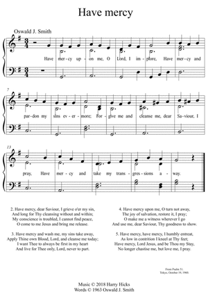 Have mercy upon me O Lord. A new tune to a wonderful Oswald Smith hymn.