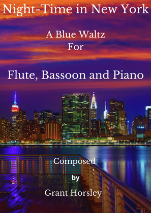 Book cover for "Night-Time in New York"- A Blue Waltz- Flute, Bassoon and Piano.