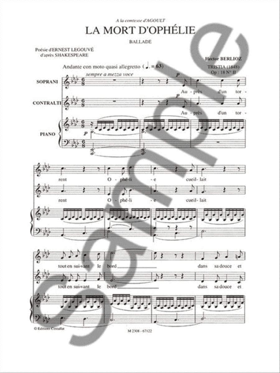 The Death Of Ophelie, Op.18 N.2 (female Voices And Piano) Women's Choir scores gallery preview page 2
