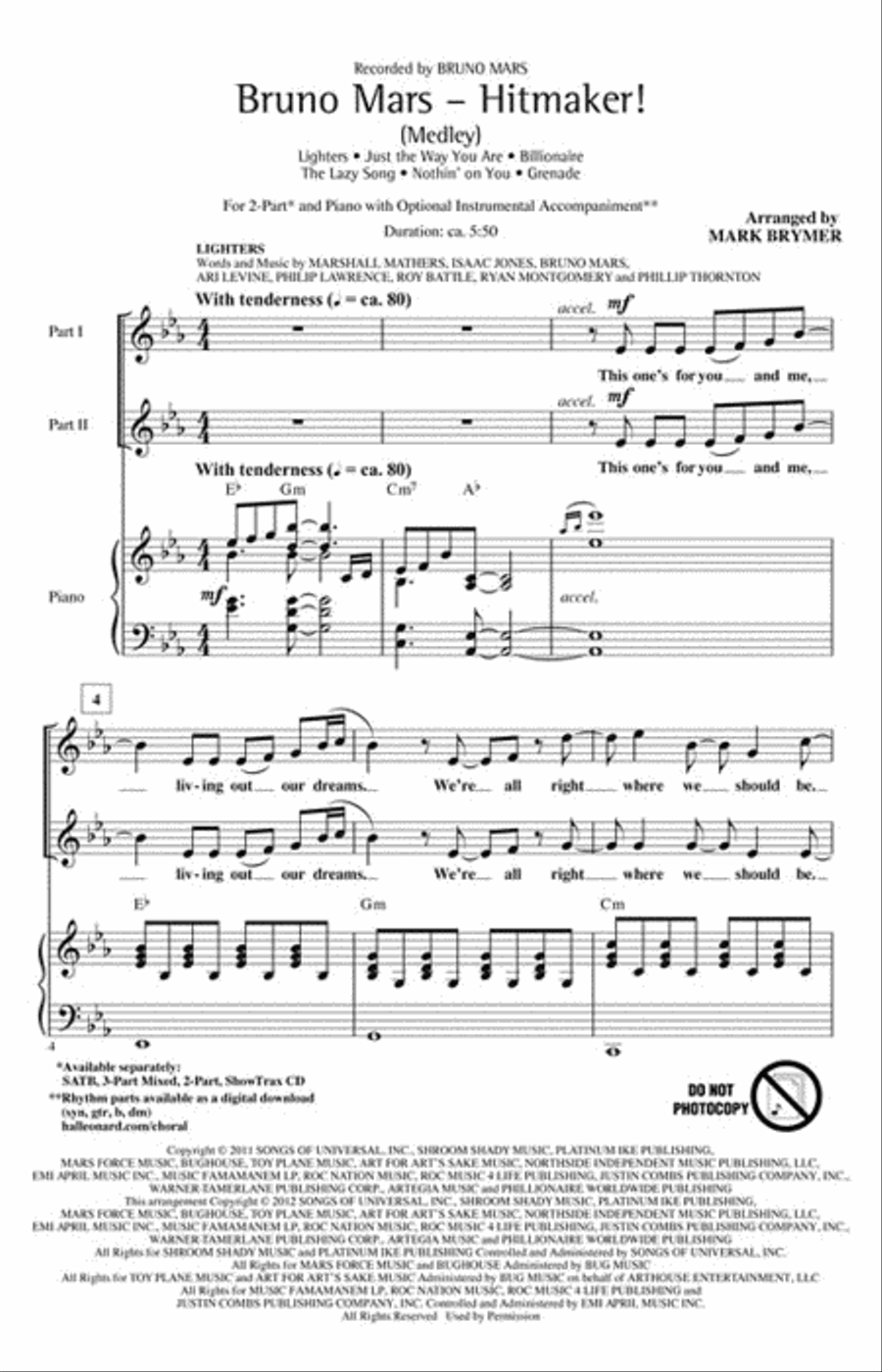 Bruno Mars – Hitmaker! 2-Part scores gallery preview page 2