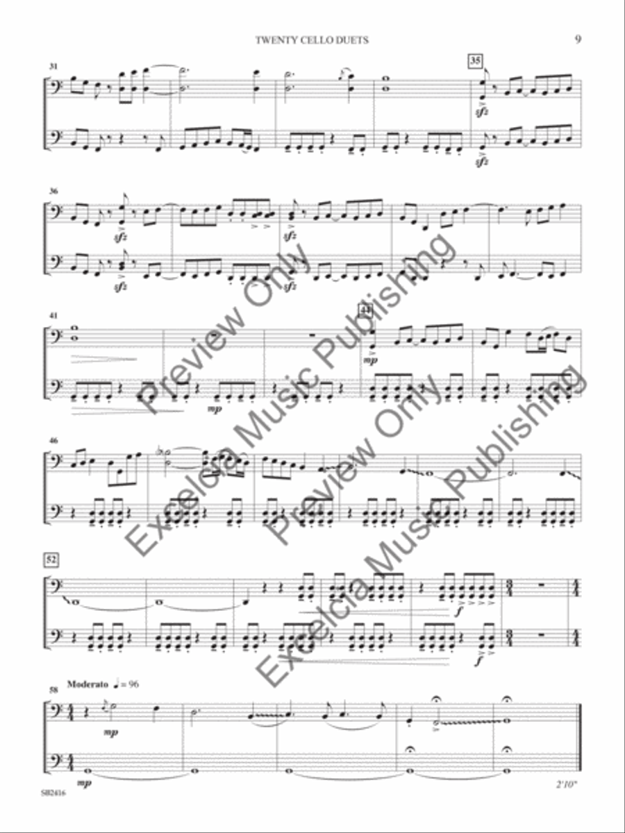 Twenty Cello Duets String Duet scores gallery preview page 10