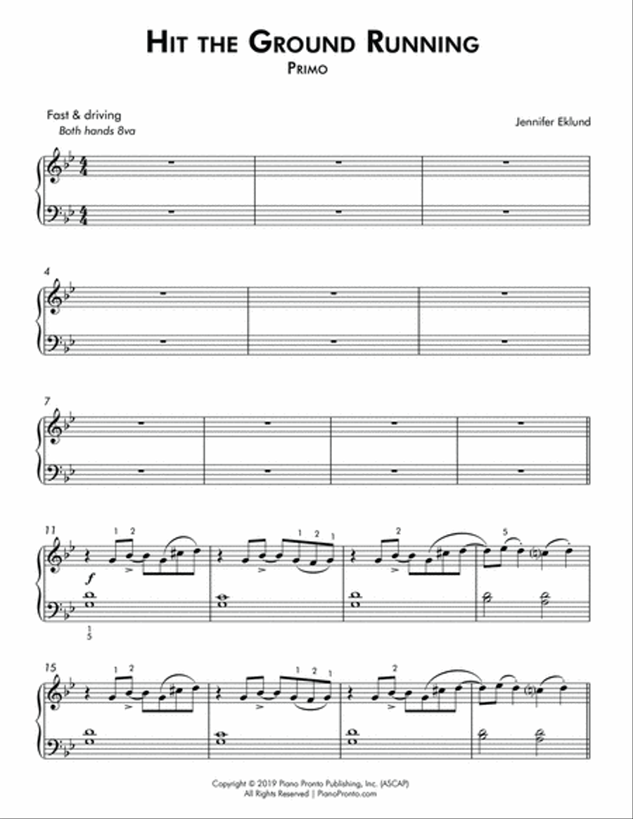 Hit the Ground Running (Easy Piano Trio) Easy Piano scores gallery preview page 2