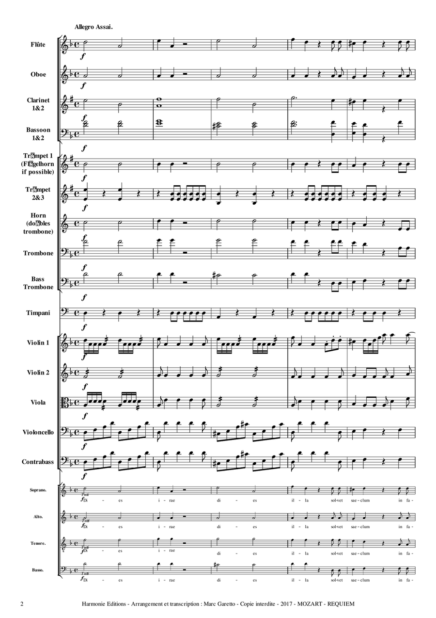 MOZART - REQUIEM K. 626 - Dies Irae - Full Orchestra - SCORE & PARTS Full Orchestra scores gallery preview page 2