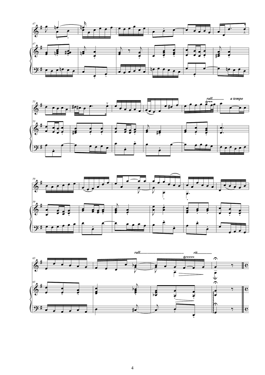 Bach - Violin Sonata in G major BWV 1021 for Violin and Harpsichord or Piano String Duet scores gallery preview page 4
