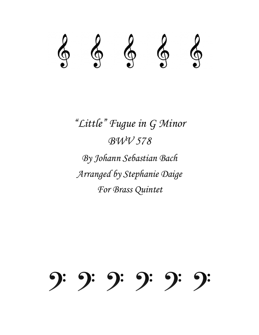 Bach Little Fugue in G Minor for Brass Quintet BWV 578 Brass Quintet scores gallery preview page 1