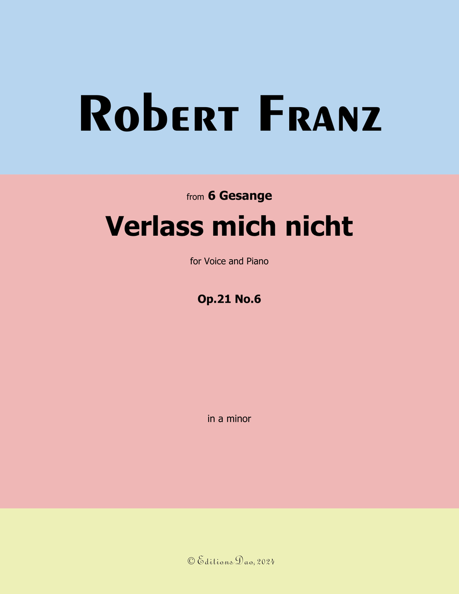 Verlass mich nicht, by Robert Franz, in a minor Voice scores gallery preview page 1