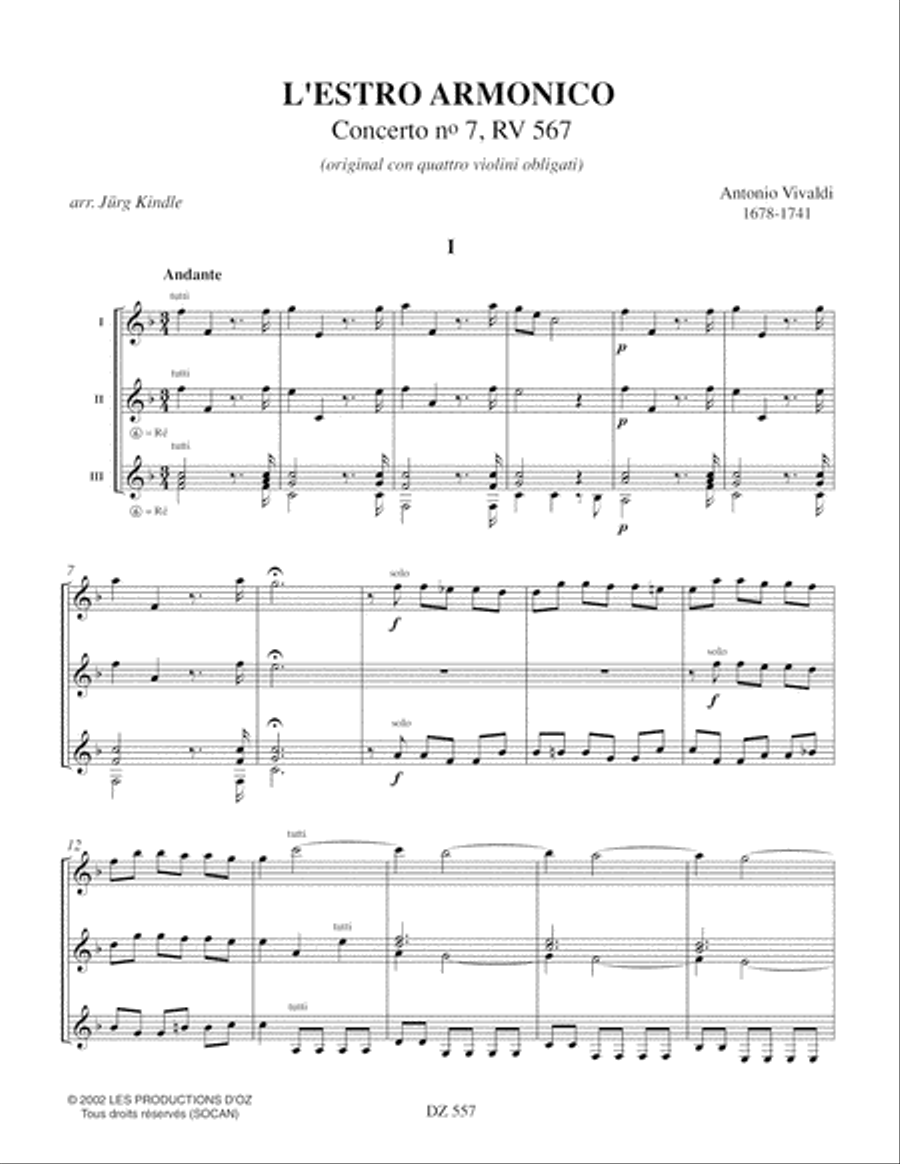 L'Estro Armonico, Concerto no 7, RV 567 Guitar Ensemble scores gallery preview page 3