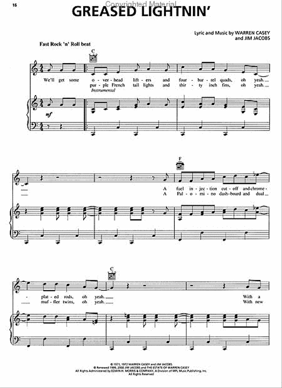 Grease Piano, Vocal, Guitar scores gallery preview page 4