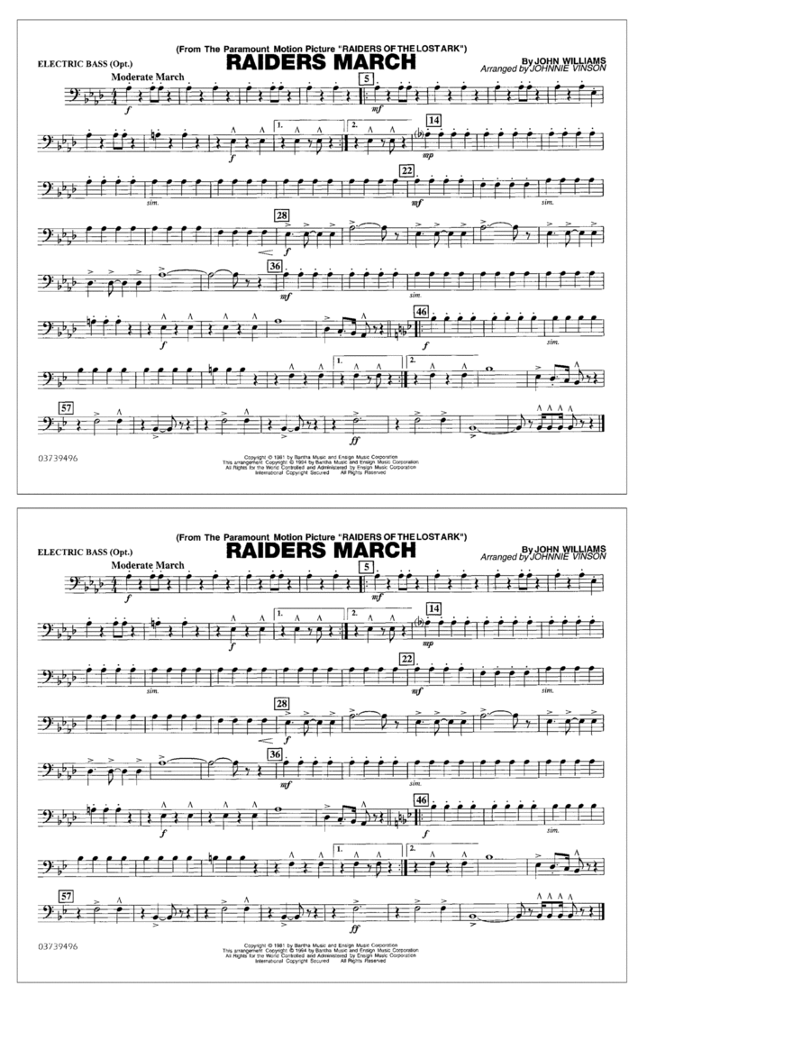 Raiders March (arr. Johnnie Vinson) - Electric Bass Marching Band scores gallery preview page 1