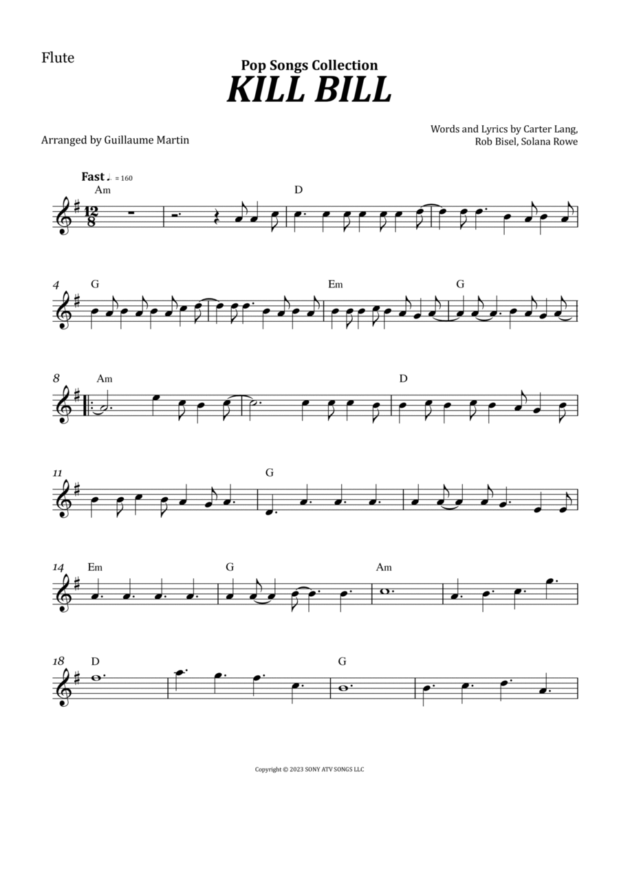 Kill Bill Kill Bill Flute Solo scores gallery preview page 1