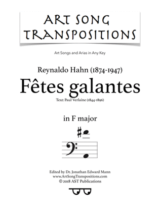 HAHN: Fêtes galantes (transposed to F major, bass clef)