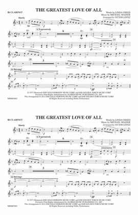 Book cover for The Greatest Love of All: 1st B-flat Clarinet