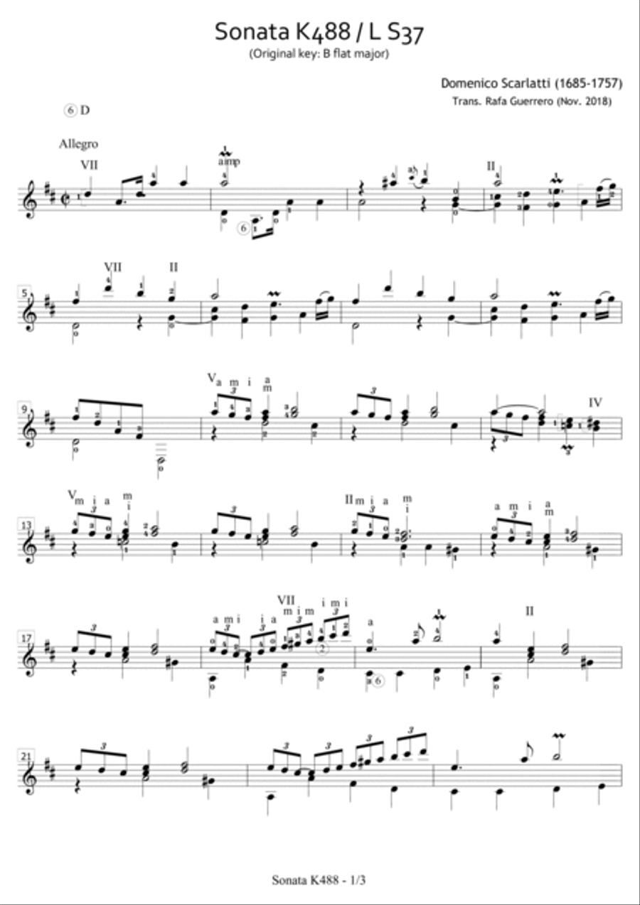 Sonata K488 / L S37 Acoustic Guitar scores gallery preview page 2